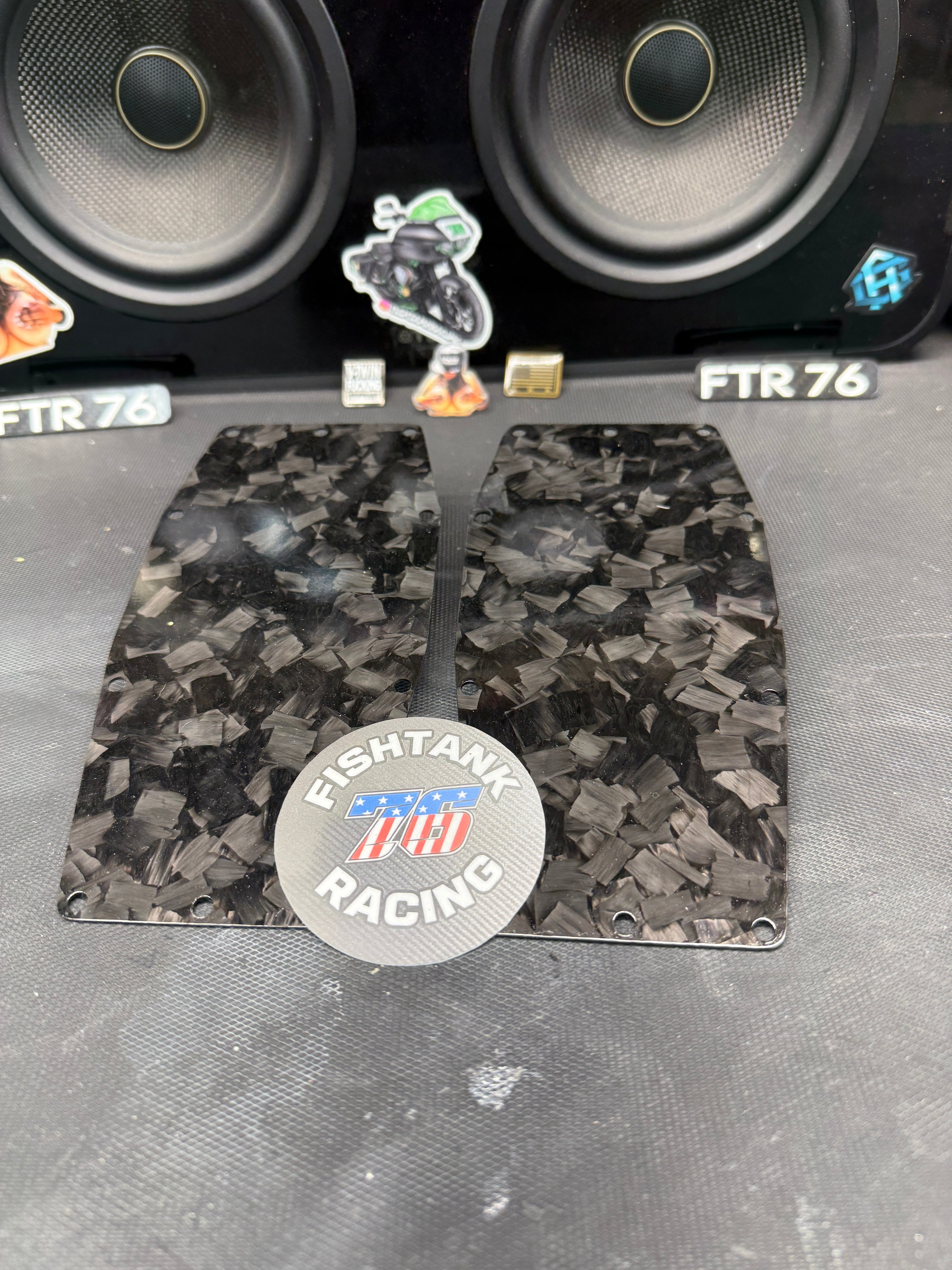 FTR 76 Trask swing arm side plates forged carbon.