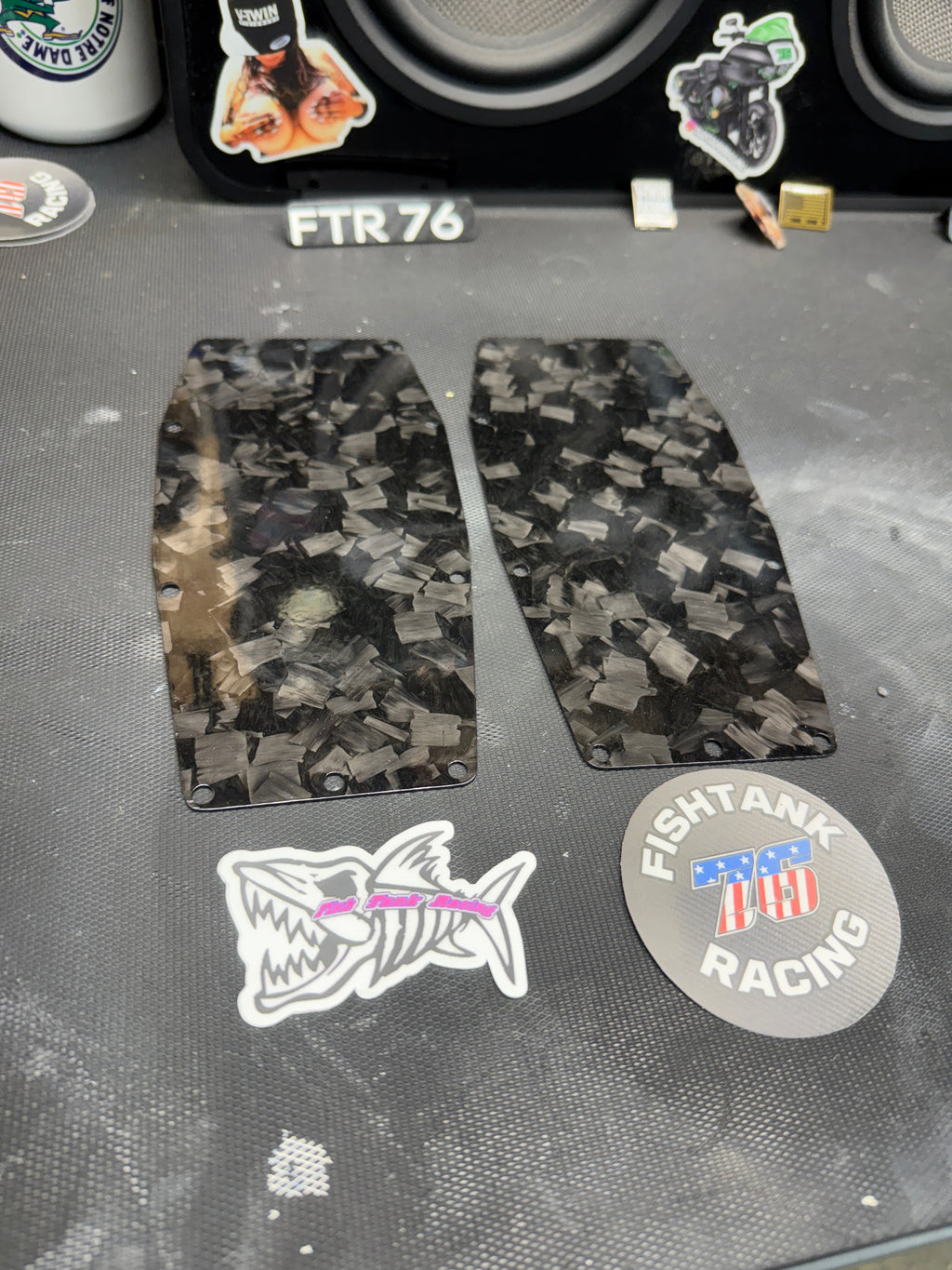 FTR 76 Trask swing arm side plates forged carbon.