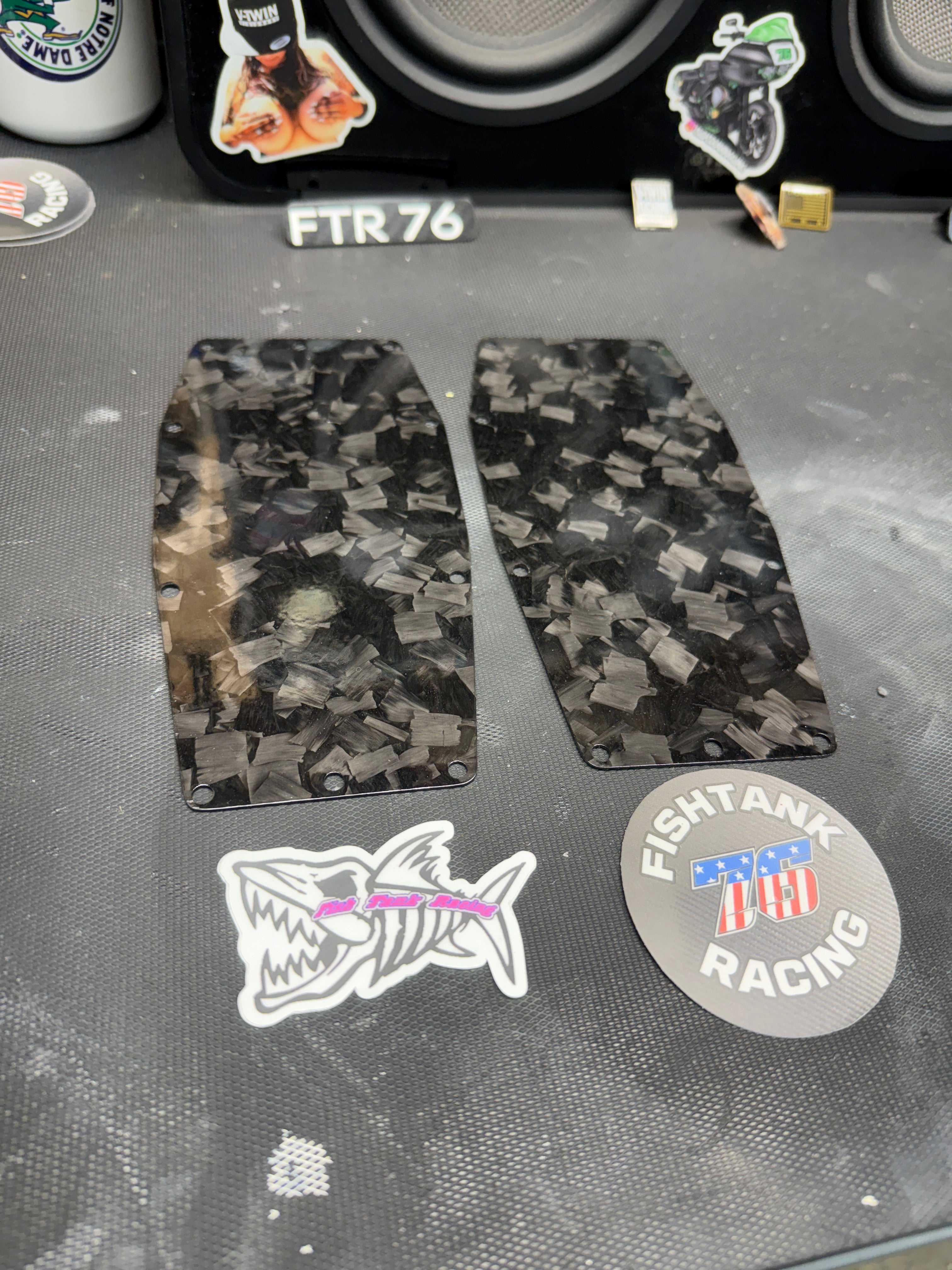 FTR 76 Trask swing arm side plates forged carbon.